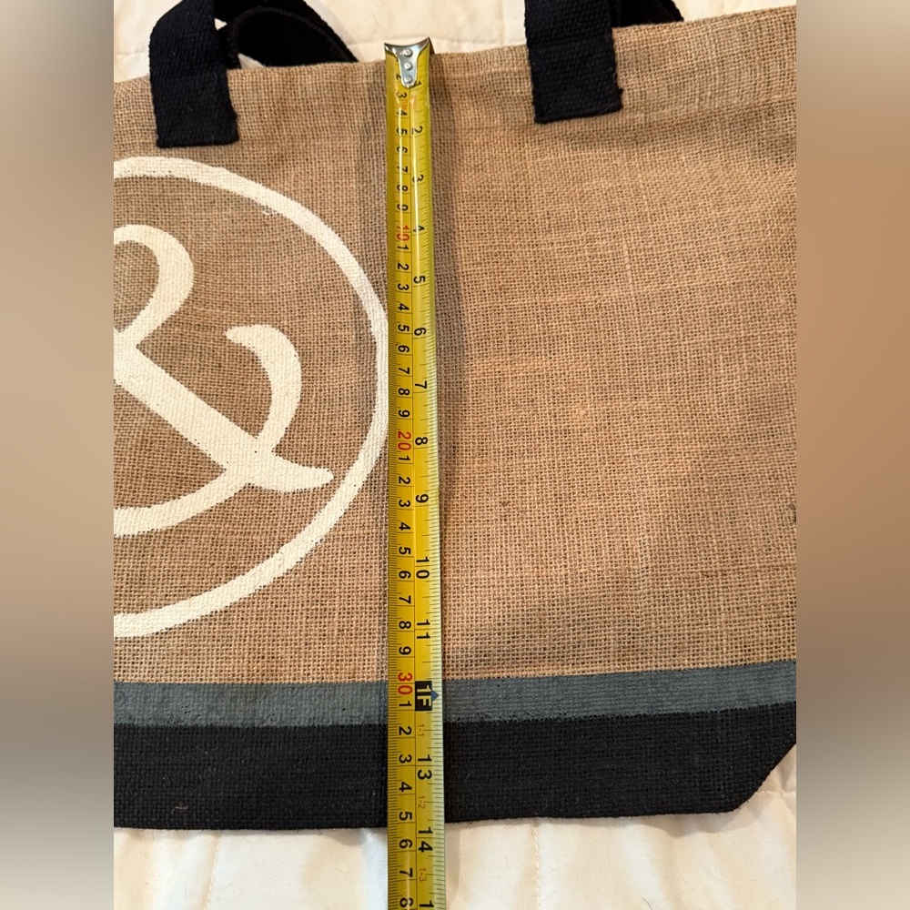 Mary & Martha Ampersand Burlap Lined Tote Bag with Black Handles NEW - Picture 8 of 10